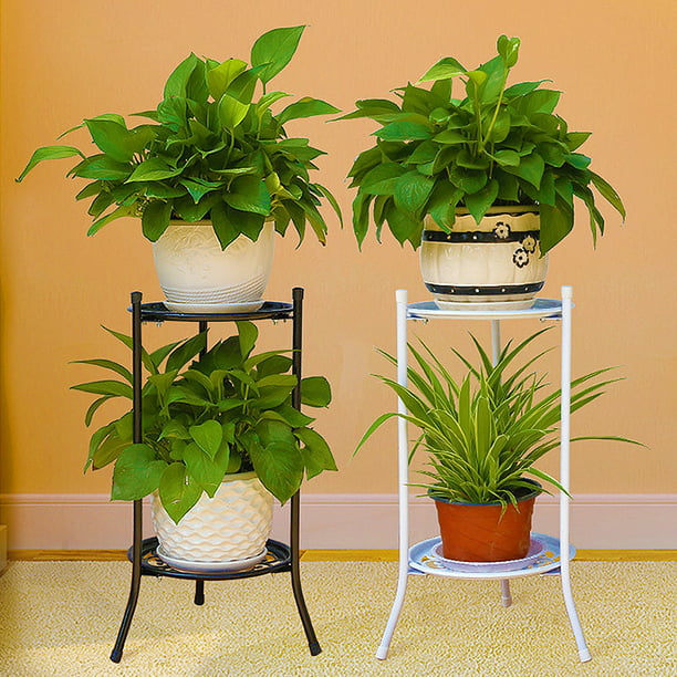 2 TIER Metal Shelves Flower Pot Plant Stand Display Indoor Outdoor Garden  US